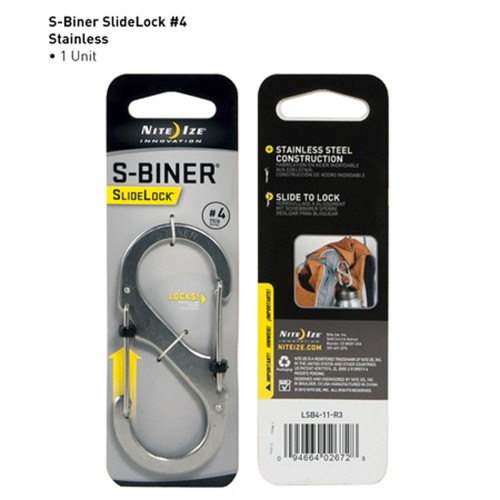 Nite Ize S-Biner SILVER Stainless Steel with Slide Lock Size #4 (4")